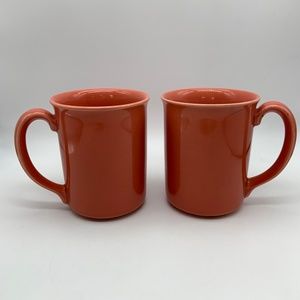 Vintage Corning Coral Ceramic Coffee Mugs - Set of 2